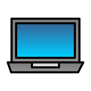 Basit dizüstü bilgisayar simgesi, vektör illüstrasyonu