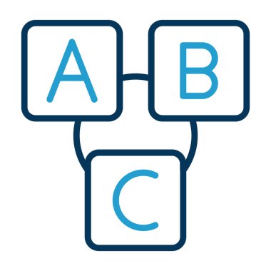 Cevap simgesi. Vektör biçimi yuvarlak açıları, kobalt rengi ve beyaz arkaplanı olan düz ikonik semboldür.