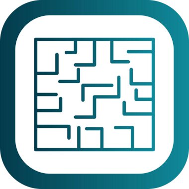 Labirent düz simgesi, vektör illüstrasyonu