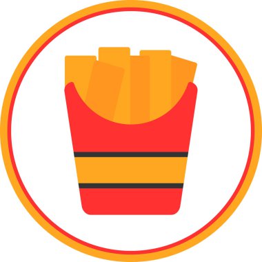 Patates kızartması simgesi simgesi, vektör illüstrasyonu basit tasarım