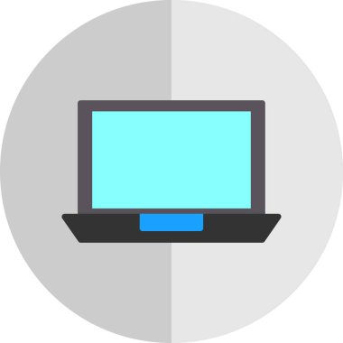 Basit dizüstü bilgisayar simgesi, vektör illüstrasyonu