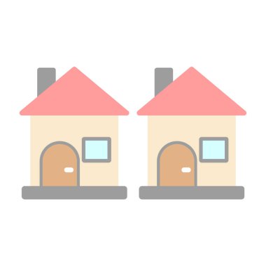 İki ev düz simge, vektör illüstrasyonu