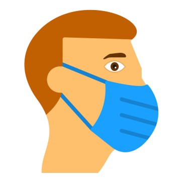 Erkek tıbbi maske ikonu. Web için tıbbi maske vektör simgelerinin karikatür çizimi