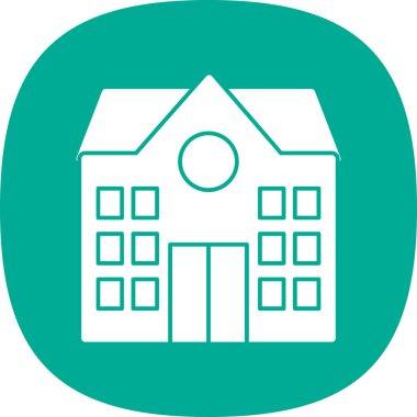 okul binası ikon vektör illüstrasyonu 