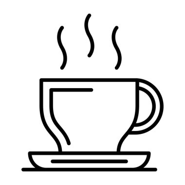 Bir fincan kahve ikonu. Beyaz arkaplanda izole edilmiş web tasarımı için ana kahve fincanı vektör simgesi