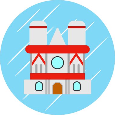 Kırmızı ve beyaz bir binanın vektör düz çizimi