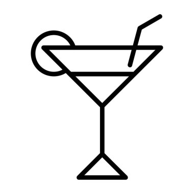 Kokteyl ikonu ya da limonla imzalayıp saman içmek. Vektör illüstrasyonu.