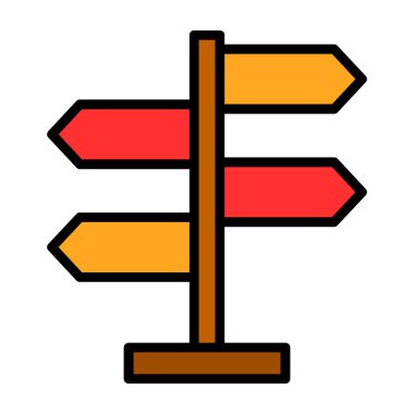 Yön, işaret direği simgesi. Basit vektör illüstrasyonu