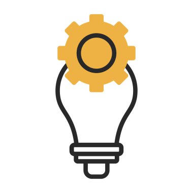 Dişli simgesi olan ampul, vektör illüstrasyon grafik tasarımı