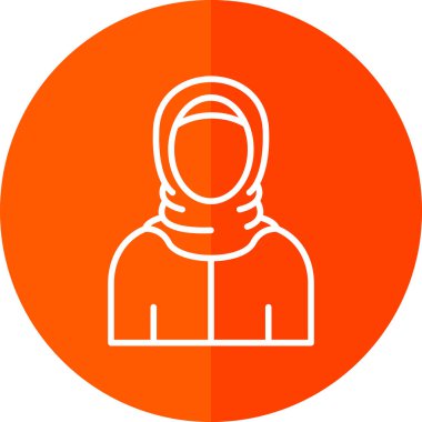 Eşarp simgesi, avatar, vektör illüstrasyon tasarımı olan Müslüman kadın 