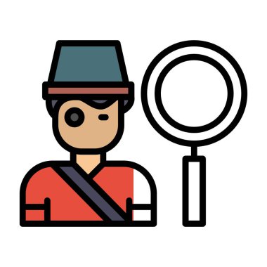 Dedektif man ikon vektör illüstrasyonu