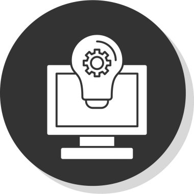 Ağ simgesi. Lambalı dizüstü bilgisayar, vites, vites, vektör çizimi