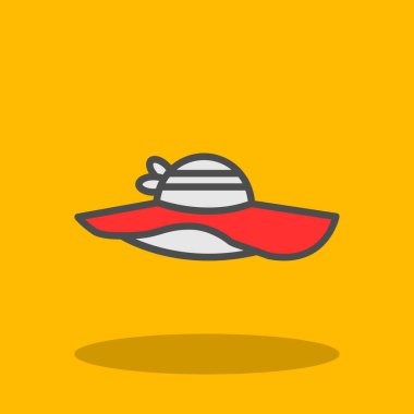 güneş şapkası simgesi, vektör illüstrasyonu