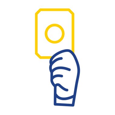 Bir el tutuşmasının sarı ve mavi renkli mavi ve mavi ikonunun vektör çizimi