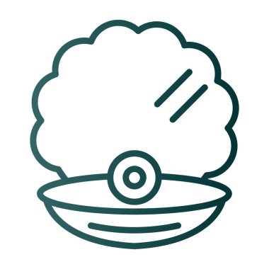 Kabuk kabuğu simgesinde inci, vektör illüstrasyonu