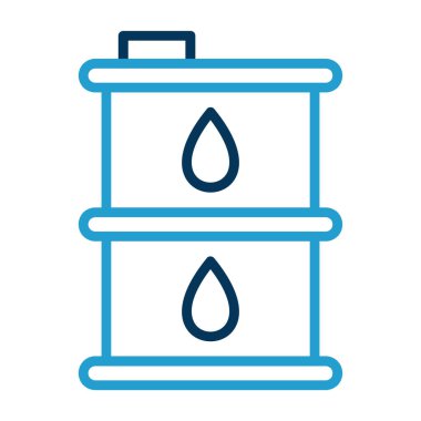 Yağ varili vektör simgesi. biçim düzenlenebilir düz sembol, pürüzsüz mavi renk, beyaz arkaplan.