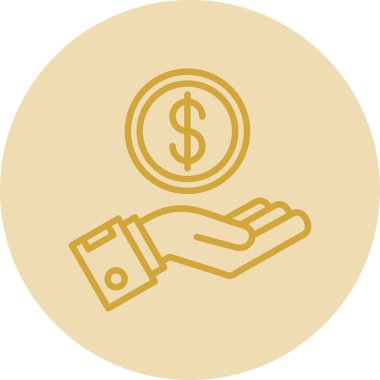 Para biriktir. Web simgesi basit bir illüstrasyon. El ve dolar para sembolü