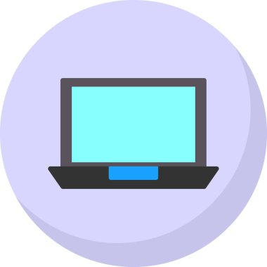 Basit dizüstü bilgisayar simgesi, vektör illüstrasyonu