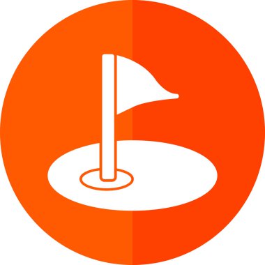 Golf sahası ikonu. Bayrak deliğinde. Vektör izole illüstrasyonu 