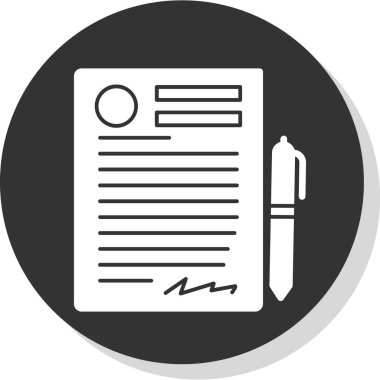 Sözleşme ve kalem düzlüğü simgesi, vektör illüstrasyonu