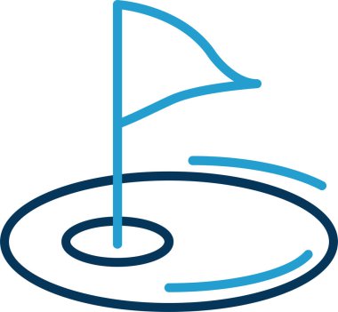 düz Golf bayrağı simgesi, vektör illüstrasyonu