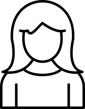 kız düz simgesi, vektör illüstrasyonu