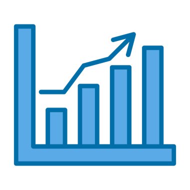 bar grafik vektör simgesi. biçim iki renkli düz sembol, düz mavi renkler, yuvarlak açılar, beyaz arkaplan.