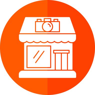 Kamera dükkanı simgesi, basit vektör illüstrasyon tasarımı