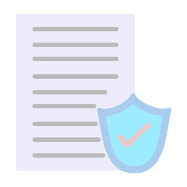 Kalkanlı dosya koruma simgesi, vektör illüstrasyonu