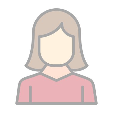 kız düz simgesi, vektör illüstrasyonu