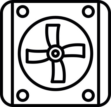 Soğutucunun vektör çizimi. Havalandırma fan çizimi, pictogram