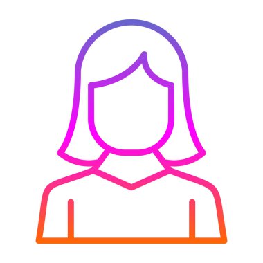 kız düz simgesi, vektör illüstrasyonu