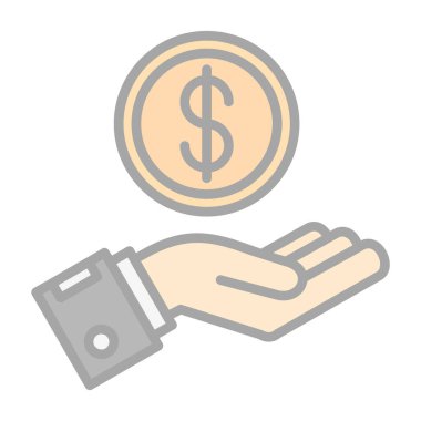 Para biriktir. Web simgesi basit bir illüstrasyon. El ve dolar para sembolü