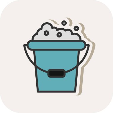 Köpük ağ simgesi olan kova, basit vektör illüstrasyonu