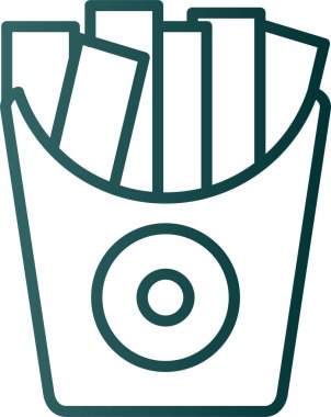 Kızarmış patatesin vektör çizimi. Yiyecek ikonu, patates kızartması. 