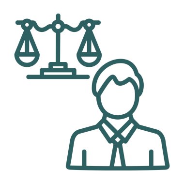 Adalet hattı ve sembol. Adalet vektörü illüstrasyonu beyaza izole edildi. Adalet hattı tasarımı, web ve uygulama için tasarlandı. 10 saniye.