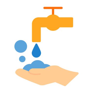 Damla simgesi olan musluk. vektör illüstrasyonu