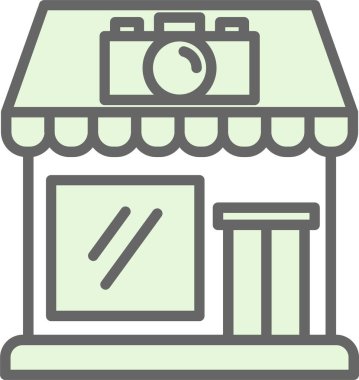 Kamera dükkanı simgesi, basit vektör illüstrasyon tasarımı