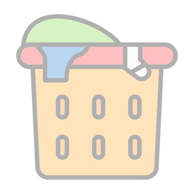 düz çamaşır sepeti vektör illüstrasyonu 