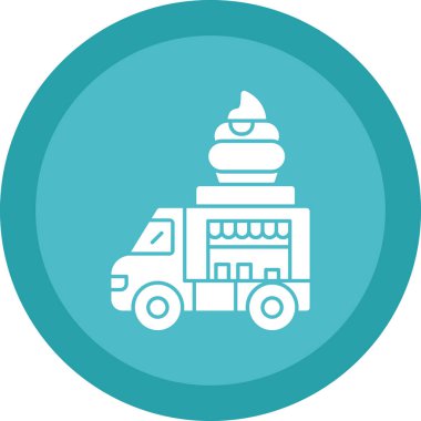 Dondurma kamyonu simgesinin vektör düz çizimi