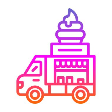 Dondurma kamyonu simgesinin vektör düz çizimi