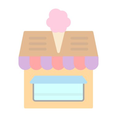 Dondurma dükkanı simgesi, basit vektör illüstrasyon tasarımı