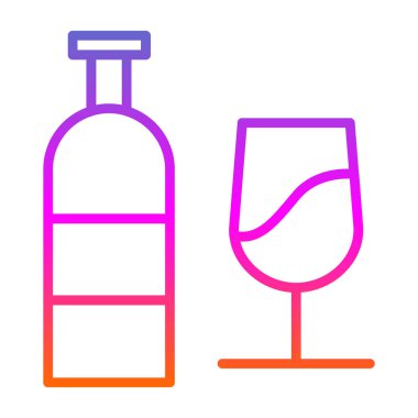 şarap kadehi ve şişe vektör illüstrasyonu