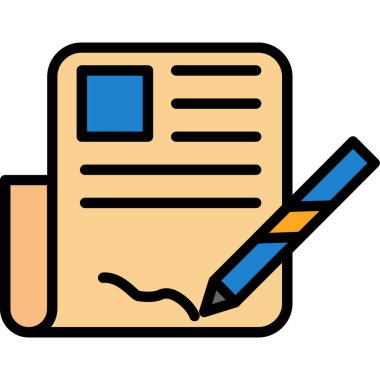 Sözleşme ve kalem ağı simgesi, vektör illüstrasyonu