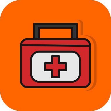 İlk yardım çantası simgesi, basit vektör illüstrasyonu