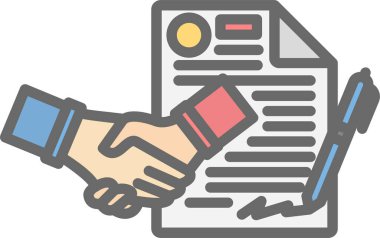 sözleşme simgesi, tokalaşma, vektör illüstrasyonu