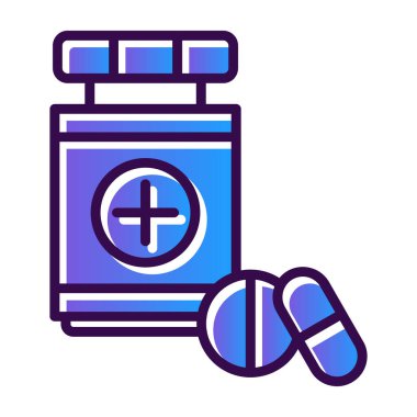 Tıbbi haplar ve kapsüller renk ikonu taşıyıcısı. İlaç ve ilaç işareti. izole edilmiş sembol çizimi