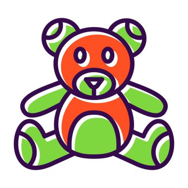 Ayı oyuncağı simgesi renk ana hatları vektörü