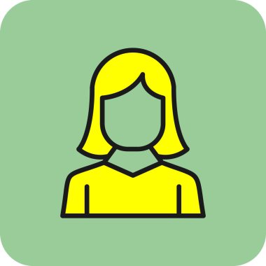 kız düz simgesi, vektör illüstrasyonu