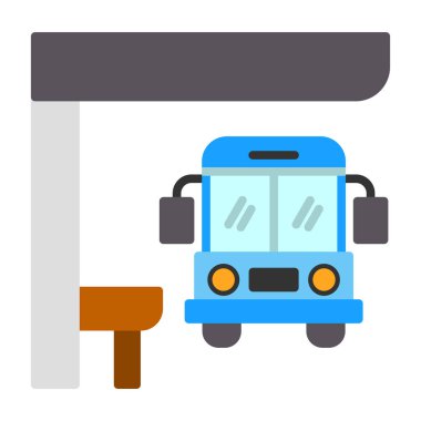 otobüs durağı taşıma simgesi düz biçimli